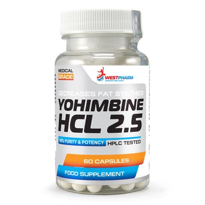 Йохимбин WestPharm  Yohimbine HCL 2.5 60 капсул