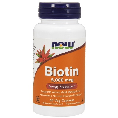 Витамины NOW Biotin 5000 мг 60 капсул