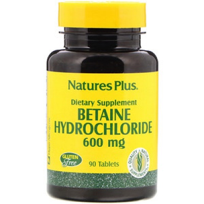 Витамины Natures Plus Betaine Hydrochloride 600 мг 90 таблеток