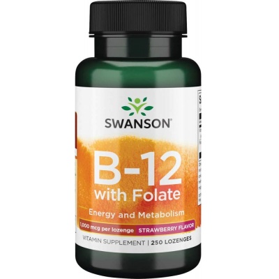 Витамины Swanson Vitamin B-12 W/Folate-Strbry 1000 mcg 100 пастилок