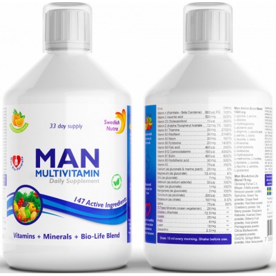 Витамины Swedish Nutra Man Multivitamin vitamins + amino complex 500 мл