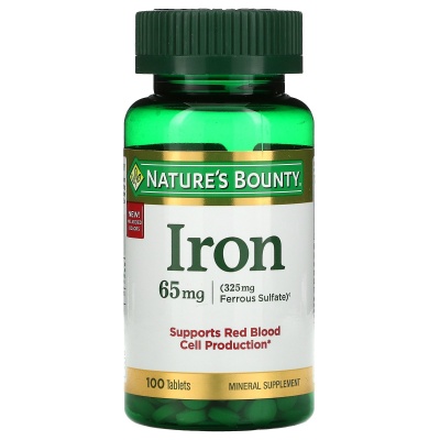 Витамины Nature's Bounty Iron 65 мг 100 таблеток