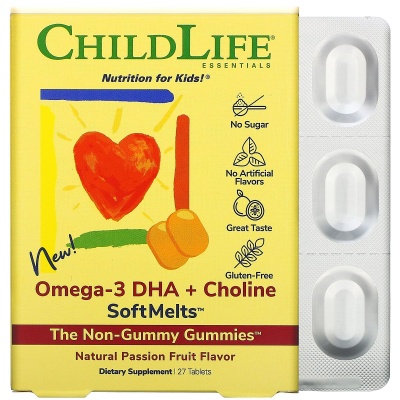 Витамины ChildLife Omega 3 DHA + Choline 27 таблеток