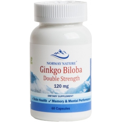 Антиоксидант Norway Nature Ginkgo Biloba Double Strength 120 мг 60 капсул