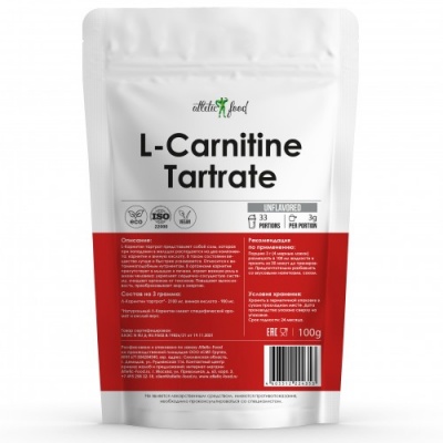 Л-Карнитин Atletic Food 100% Pure L-Carnitine Tartrate 100 гр