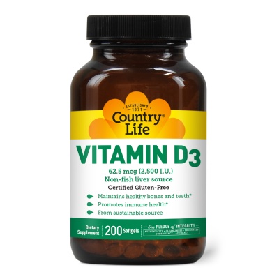 Витамины Country Life Vitamin D3 2500 IU 200 капсул