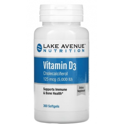 Витамины Lake Avenue Nutrition Vitamin D3 5000 IU 360 капсул