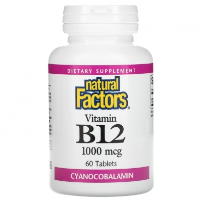 Витамины Natural Factors Vitamin B12 Cyanocobalamin 60 капсул