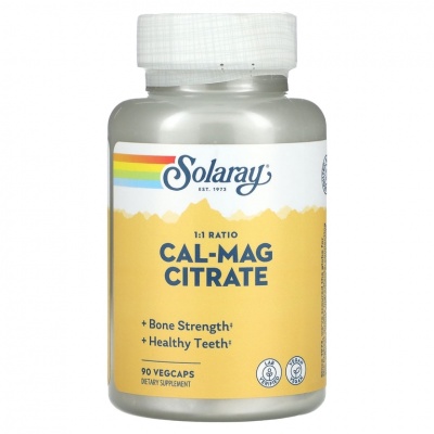 Витамины Solaray Calcium + Magnesium Citrate 1:1 Ratio 90 капсул
