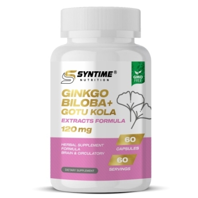 Антиоксидант Syntime Nutrition Ginkgo Biloba + Gotu Kola 120 мг 60 капсул