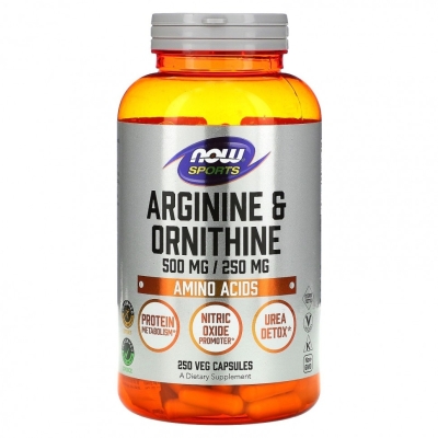 Аминокислота NOW Arginine + Ornithine 250 капсул