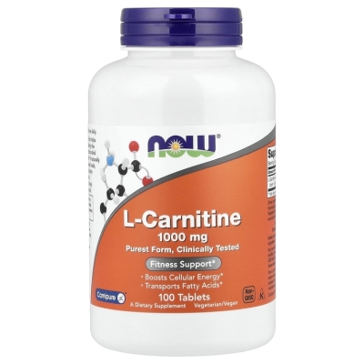 Л-карнитин NOW L-carnitine Tartrate 1000 мг 100 таблеток