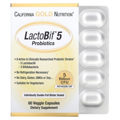 Витамины California Gold Nutrition LactoBif Pet Probiotics 5 Billion CFU 60 капсул